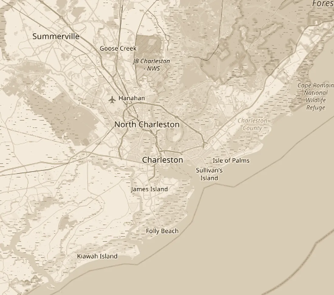 Map of the greater Charleston, South Carolina area showing the neighborhoods NDO Construction serves